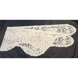 Elegant Ivory Lace Mantel Scarf - 45" X 16" Scalloped Edge